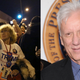 Trump supporter giving a Nazi salute at a rally on March 11, 2016 (left, photo by E. Jason Wambsgans / Chicago Tribune) James Woods attending a movie premiere in 2013 (right, photo by Jamie McCarthy/Getty Images)